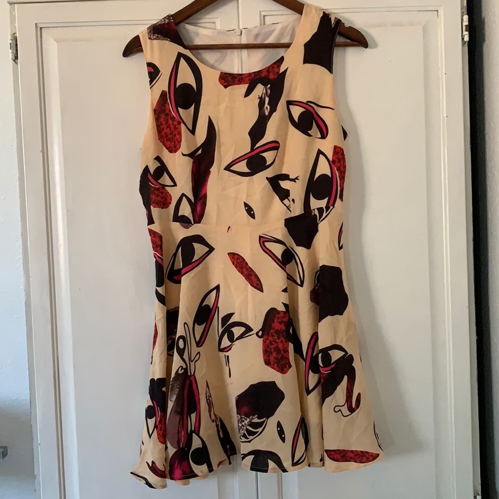 Surrealist print short dress